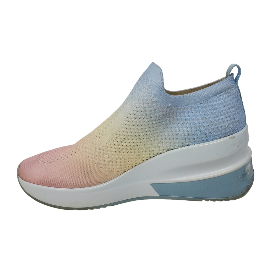 Giani Bini Valeah Knit Sneaker Pastel Light Blue Yellow Pink Womens Size 9 - Picture 6 of 10